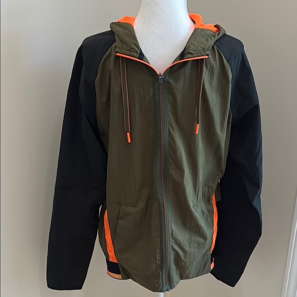 Russell Athletic Green and Black Windbreaker with Hood. Small